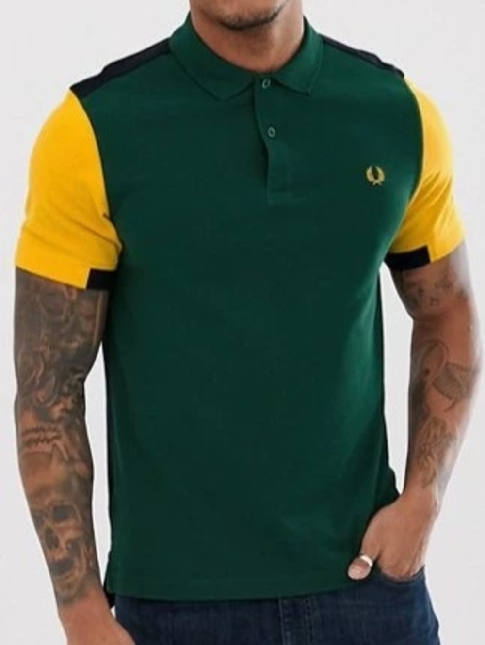 Fred Perry Bold Cuff Insert Pique Polo Shirt Ivy Green, Carbon Blue, Yellow RARE - Picture 7 of 16